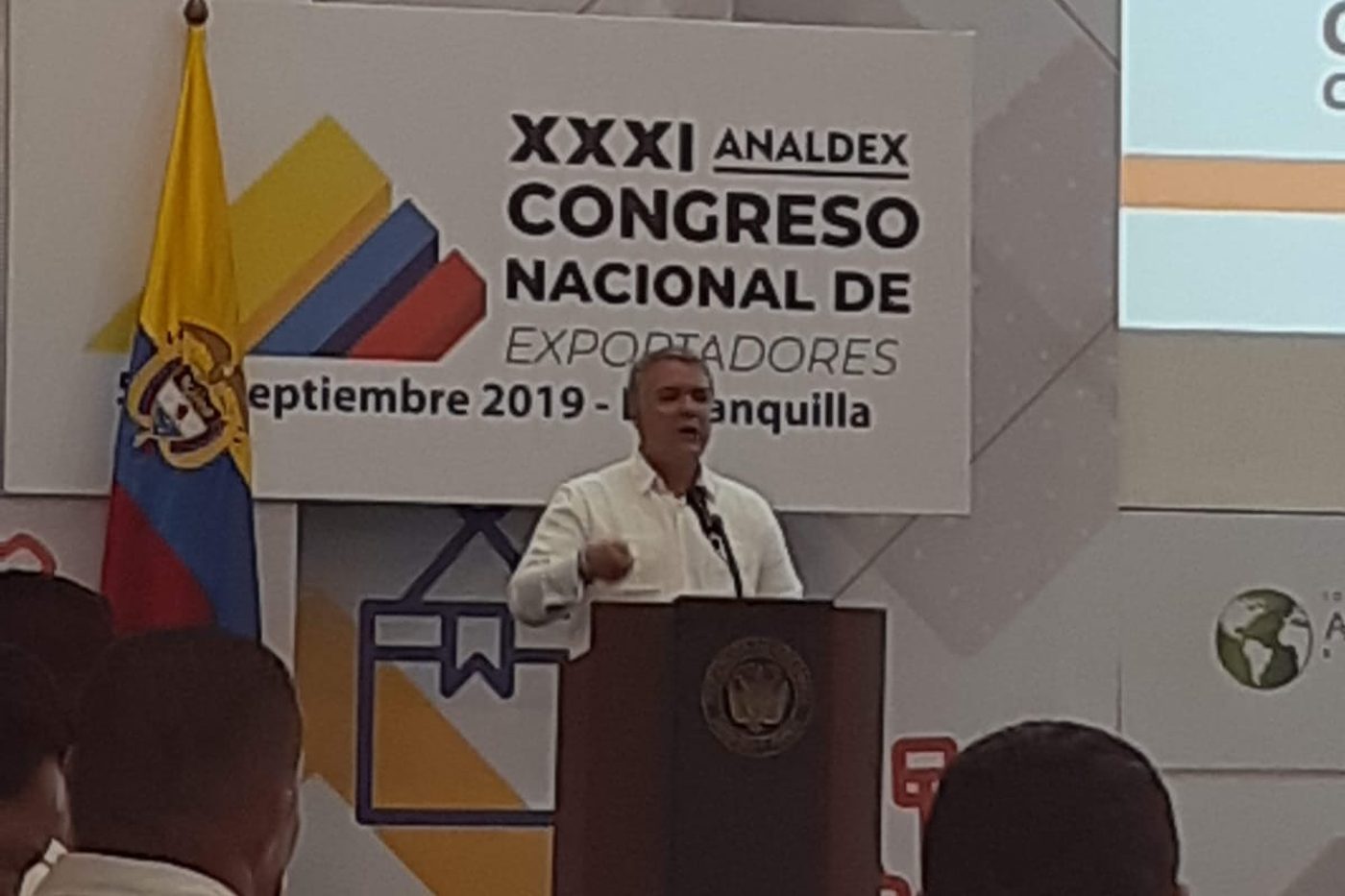 XXXI Congreso Nacional de Exportadores de Analdex. Barranquilla, septiembre de 2019, con la intervención del entonces presidente Iván Duque.