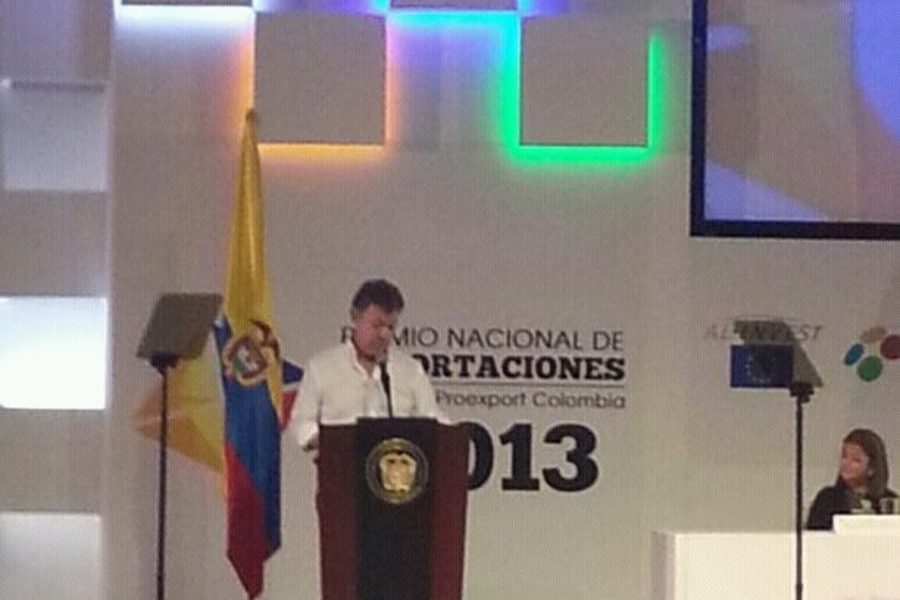 Premio Nacional de Exportaciones 2013 · Proexport Colombia, con el entonces presidente Juan Manuel Santos.